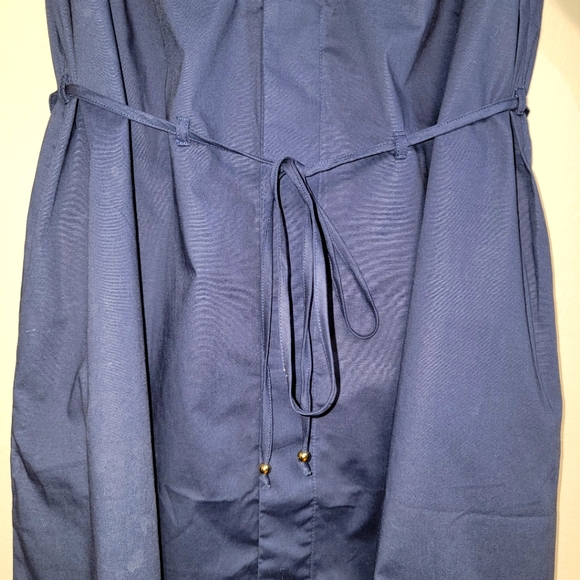 H by Halston NWT Classic Navy Linen Button Up Belted Knee Length Dress - MEDIUM - Picture 4 of 12